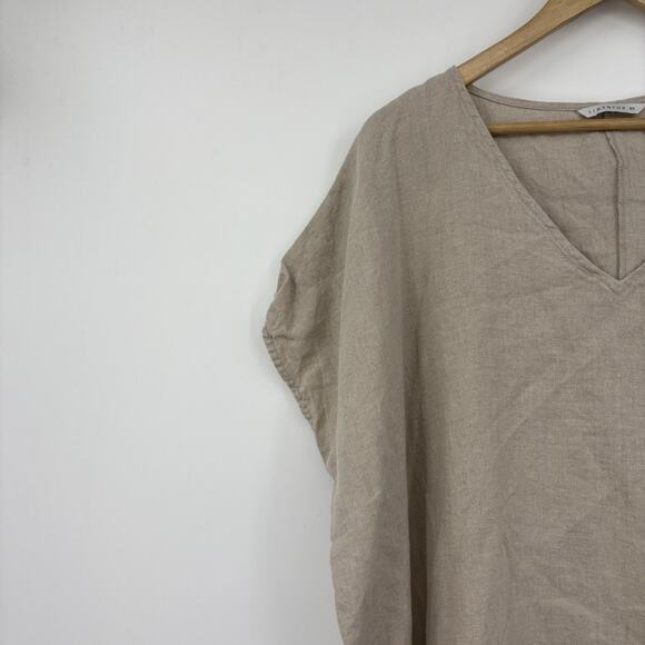 Linenfox Midi Dress Women XSmall Linen Lagenlook Oversized Boho Kaftan Comfy - Picture 2 of 8